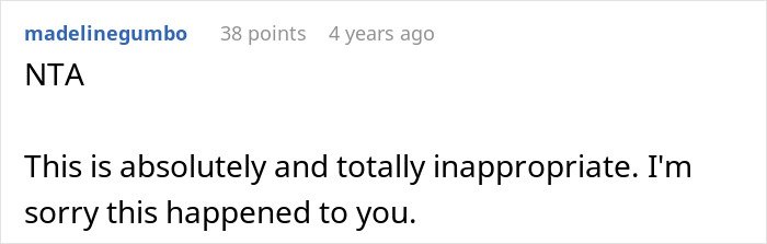 Screenshot of an online comment expressing sympathy about a man buying his wife new bras after learning her work nickname.