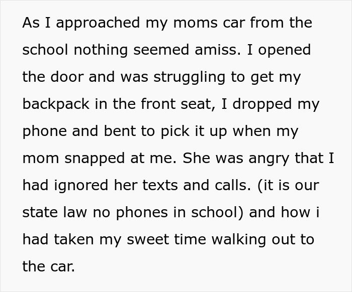 Text showing a teen describing conflict with mom and regrets being honest with her therapist about CPS trouble.
