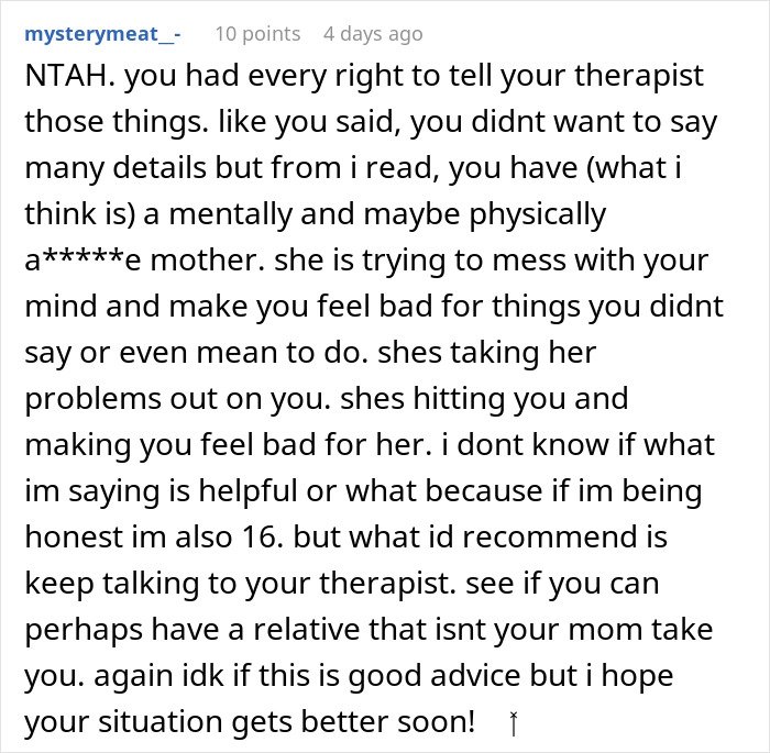 Teen regrets being honest with her therapist as her mother faces trouble with CPS, sharing struggles and seeking support.