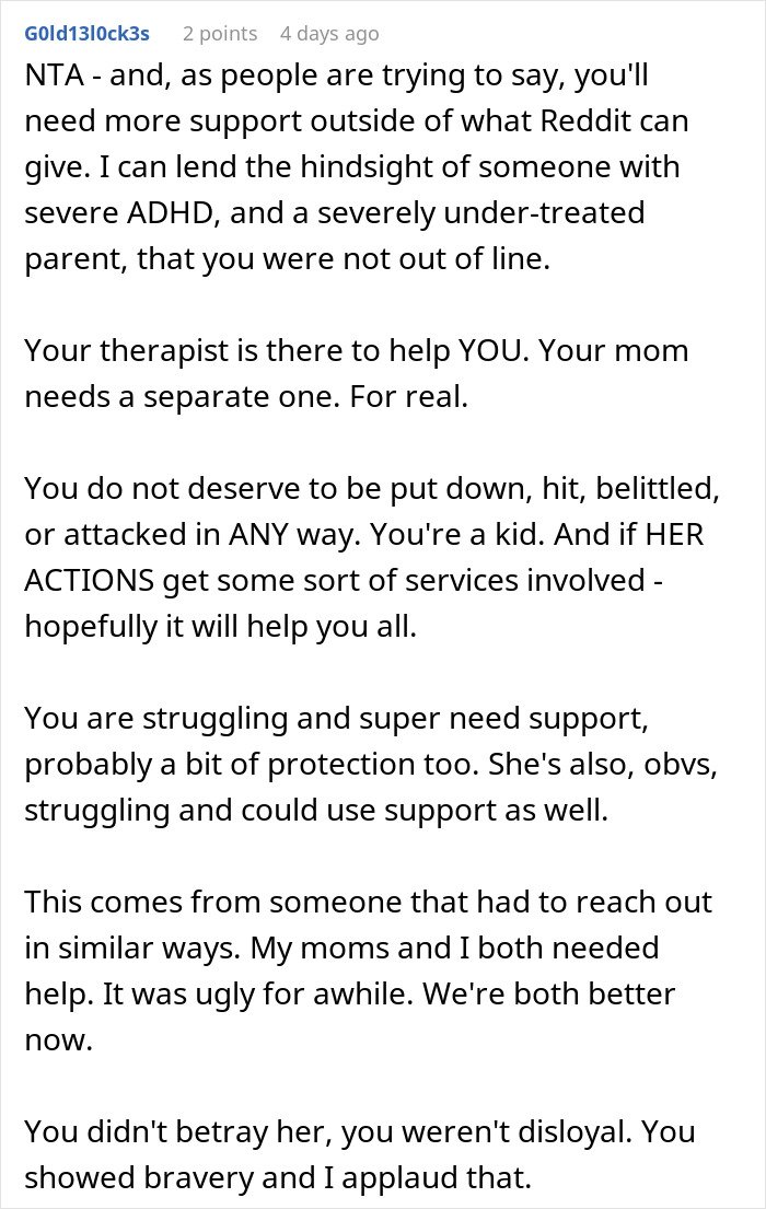 Teen regrets being honest with therapist as her mom faces trouble with CPS, depicting struggle and need for support.
