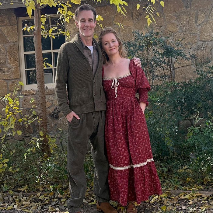 Eric Dane and a woman standing outdoors by a stone wall amid fall foliage, related to GoFundMe backlash keywords.