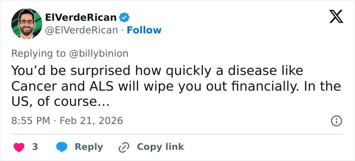 Screenshot of a tweet discussing financial struggles and the impact of diseases related to GoFundMe backlash.