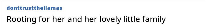 Comment text saying rooting for Millie Bobby Brown and her lovely little family, expressing support after controversy.