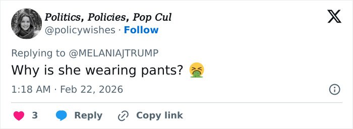 Melania Trump at Governors Dinner wearing pants, sparking fierce backlash and debate over inappropriate outfit choice.