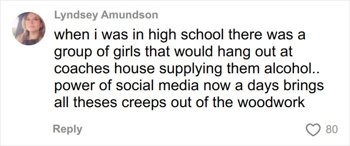 Comment by Lyndsey Amundson discussing high school incidents involving school employee and social media exposure.