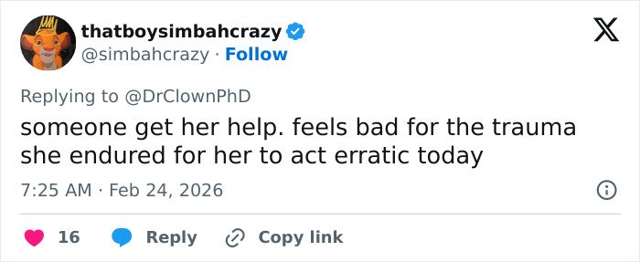Tweet by user thatboysimbahcrazy expressing concern about erratic behavior linked to trauma Britney Spears endured.