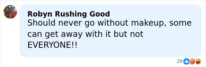 Screenshot of a social media comment reacting to Taylor Swift’s makeup-free behind-the-scenes video.