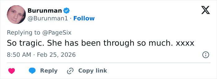 Twitter user Burunman responding with sympathy about Christina Applegate’s battle with multiple sclerosis on a social media post.