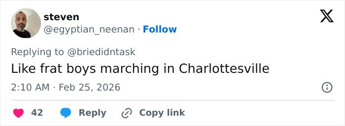 Tweet by user steven replying to @briedidntask, expressing frustration about Team USA Men's Hockey behavior with a Charlottesville comparison.