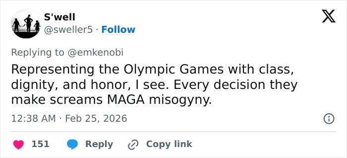 Tweet criticizing Team USA men's hockey for actions sparking outrage and disappointment at the White House event.