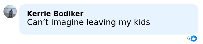 Facebook comment from Kerrie Bodiker expressing disbelief about leaving her kids, related to North Carolina mom who disappeared.