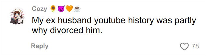 Comment from Cozy about discovering boyfriend’s YouTube history and realizing the need to escape for safety reasons.