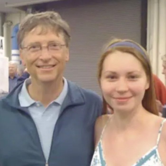 Bill Gates posing with a young woman, linked to Epstein scandal amid apology and admission of affairs with two Russians.