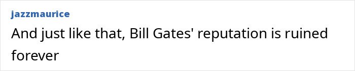 Text post saying Bill Gates reputation is ruined forever amid Epstein scandal and affairs with two Russians.