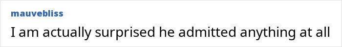 User comment in blue text on a white background expressing surprise at Bill Gates admitting anything amid Epstein scandal.