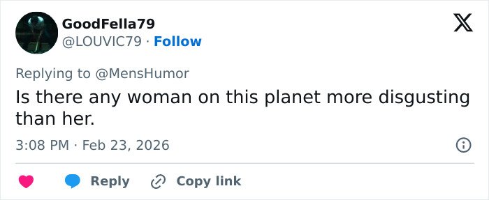 Screenshot of a social media reply by a participant from Bonnie Blue’s 400-Men Challenge sharing an explosive opinion.