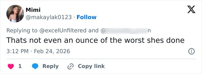 Participant from Bonnie Blue’s 400-Men Challenge sharing explosive behind-the-scenes revelations in a social media reply screenshot.