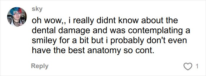 Commenter sky discussing dental damage concerns related to fans eager to copy Olympic star Alysa Liu’s viral look.