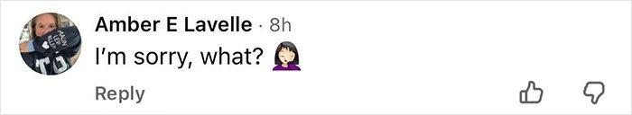 Screenshot of social media comment saying I'm sorry, what, reacting to Amanda Seyfried's bizarre prosthetic in graphic film scene.
