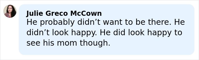 Comment by Julie Greco McCown discussing Barron’s mood and interaction with his mom during the State of the Union.