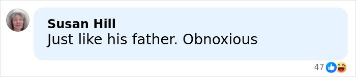 Screenshot of a social media comment by Susan Hill reacting to rude words Barron told Ivanka during State of the Union.