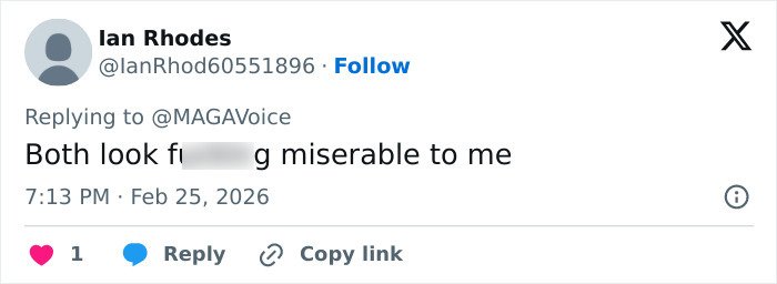 Screenshot of a social media reply referencing a lip reader's claim about rude words Barron told Ivanka during State of the Union.