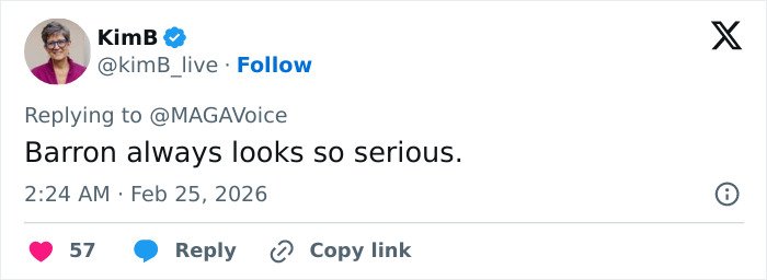 Screenshot of a tweet discussing Barron's serious expression amid lip reader claims about rude words told to Ivanka.