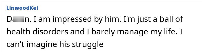 Screenshot of a comment expressing admiration for Eric Dane’s struggle with health issues amid his scandalous lifestyle.
