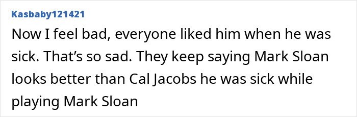 Comment text discussing actor Eric Dane’s scandalous lifestyle and the impact on friends’ concerns about his behavior.