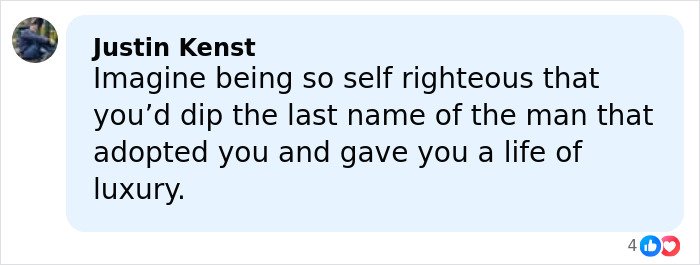 Comment on social media criticizing someone for not acknowledging the last name of the man who adopted them, relating to Brad Pitt's kids and their relationship.