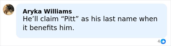 Comment from Aryka Williams about Brad Pitt's kid based on their relationship message in mom's new movie discussion.