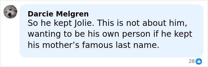 Comment discussing Brad Pitt's kid sending a brutal message about their relationship in mom's new movie.