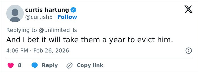 Screenshot of a social media post discussing eviction related to roommate’s horrifying acts captured on security footage.