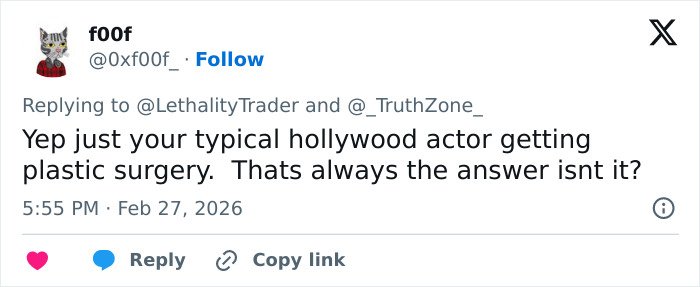Screenshot of a Twitter reply discussing fans suspecting something off in viral Jim Carrey footage.