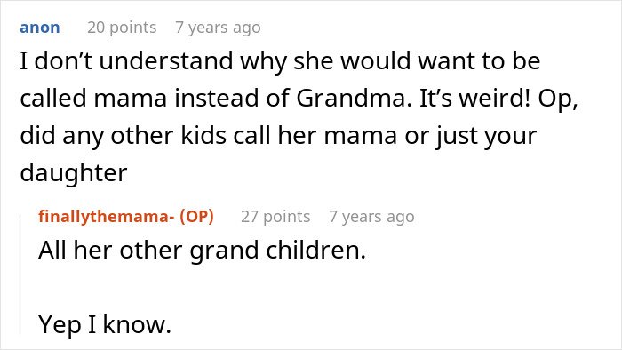 Screenshot of a family chat describing a sassy teen putting grandma in her place, making mom proud in the discussion.