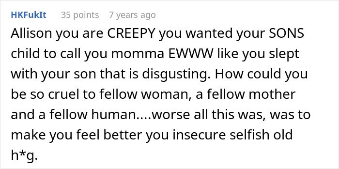 Comment expressing disgust toward a woman&rsquo;s behavior, highlighting a sassy teen putting grandma in her place.