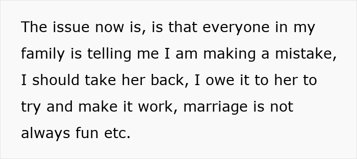Text excerpt discussing a man&rsquo;s dilemma about giving his wife a second chance after she leaves and asks to return.