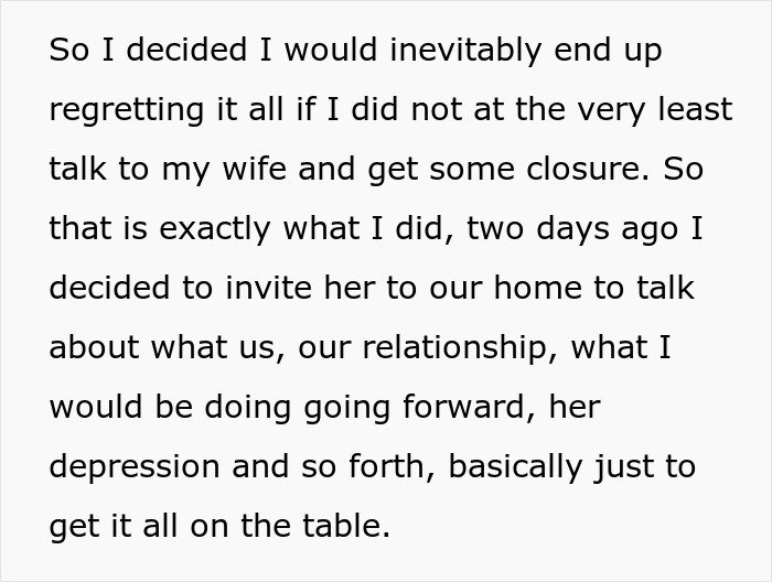 Text about a man deciding to talk to his wife and give their relationship a second chance after she leaves.