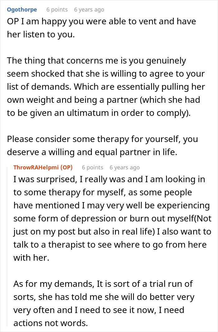 Screenshot of an online forum discussing a man giving his wife a second chance after she leaves and begs to come back.