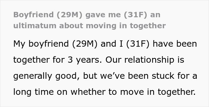 Couple discussing moving in together, with man hesitant to live in apartment his girlfriend owns.