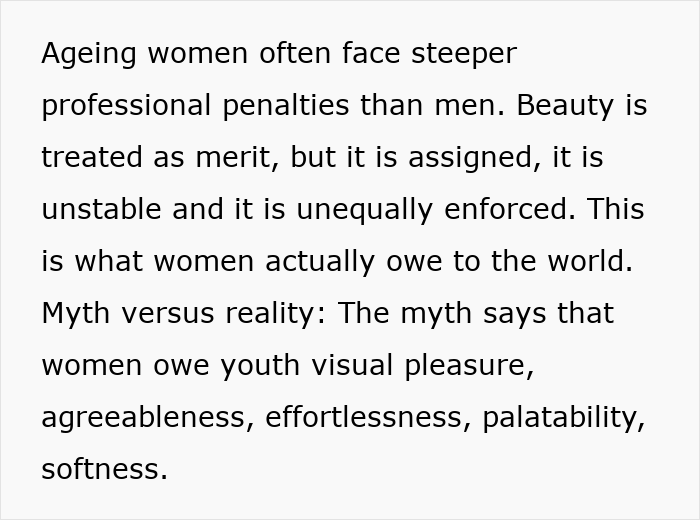 Woman explaining why beauty standards are unfair and often used against women in professional and social settings.