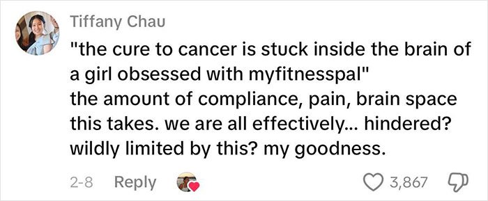 Comment by woman explaining why beauty standards don't work, highlighting pain and limitations caused by societal pressures.