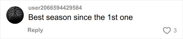 Comment on social media post saying Best season since the 1st one, related to Bridgerton star bathtub scene aftermath.