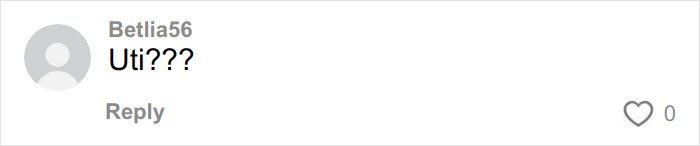 Comment on social media platform with username Betlia56 asking UTI question in casual text format.