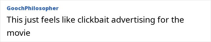 Text comment about clickbait advertising for a movie, discussing Amanda Seyfried’s bizarre prosthetic in a graphic film scene.