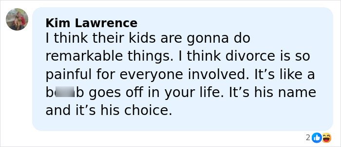 Comment from Kim Lawrence discussing Brad Pitt's kids and the impact of divorce on their family relationships.