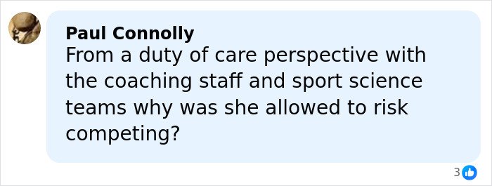 Comment by Paul Connolly questioning the responsibility of coaching staff and sport science teams after Lindsey Vonn's Olympics accident backlash.