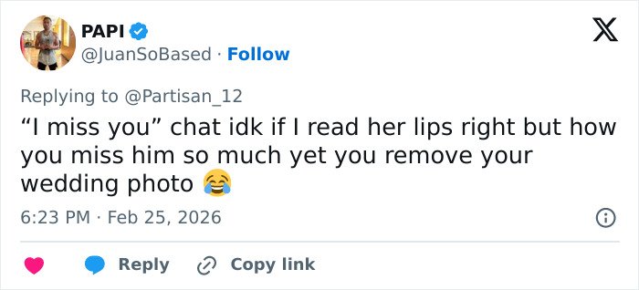 Tweet discussing Erika Kirk going viral for what she mouthed as Trump mentioned her during the State of the Union.