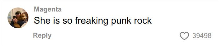Comment on social media from Magenta saying she is so freaking punk rock, related to health experts warning fans about viral look.