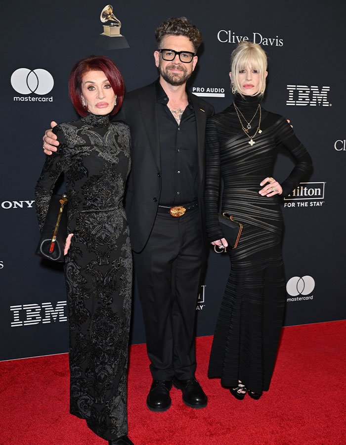 The Osbournes posing on the red carpet at a Pre-Grammy Gala, showing signs of drastic weight loss and concern.